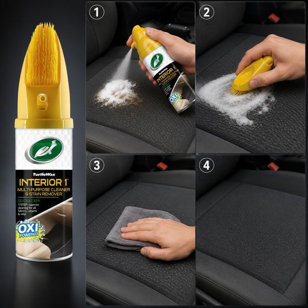 Суха хімчистка текстилю з нейтралізатором запахів і щіткою Turtle Wax Interior 1, 400 мл 52799 фото